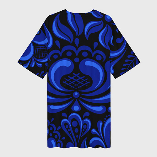 Женская длинная футболка Гжель узоры / 3D-принт – фото 2