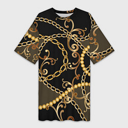 Женская длинная футболка Versace Золотая цепь