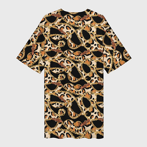 Женская длинная футболка Versace Леопардовая текстура / 3D-принт – фото 2