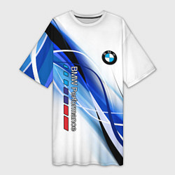 Женская длинная футболка BMW волны - blue-white