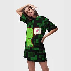 Футболка женская длинная Minecraft Creeper, цвет: 3D-принт — фото 2