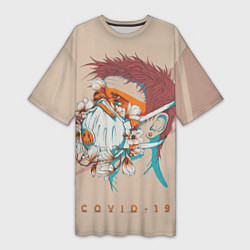 Женская длинная футболка Коронавирус covid 19