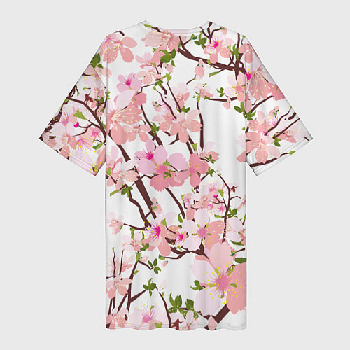 Женская длинная футболка Сакура Sakura / 3D-принт – фото 2
