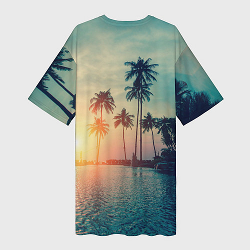 Женская длинная футболка Пальмы / 3D-принт – фото 2