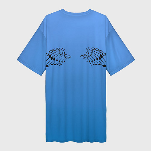 Женская длинная футболка Скрипичный ключ и крылья ноты / 3D-принт – фото 2