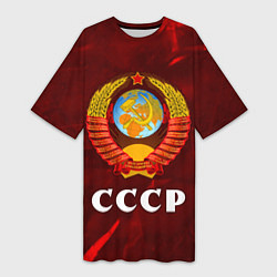 Футболка женская длинная СССР USSR, цвет: 3D-принт