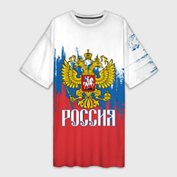 Женская длинная футболка РОССИЯ ТРИКОЛОР