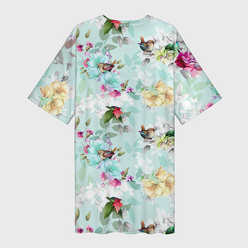 Женская длинная футболка Весенние цветы / 3D-принт – фото 2