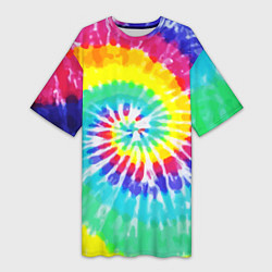 Футболка женская длинная TIE-DYE СТЕНА, цвет: 3D-принт