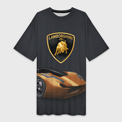 Футболка женская длинная Lamborghini- motorsport, цвет: 3D-принт