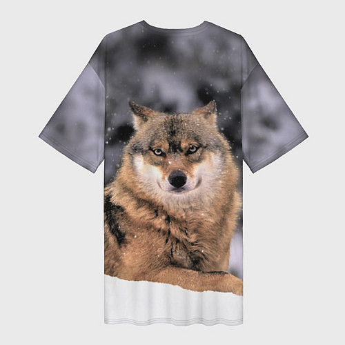 Женская длинная футболка Wolf Волк / 3D-принт – фото 2