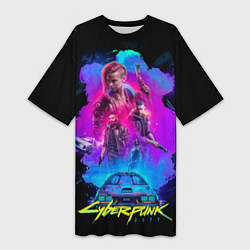 Футболка женская длинная Cyberpunk 2077, цвет: 3D-принт