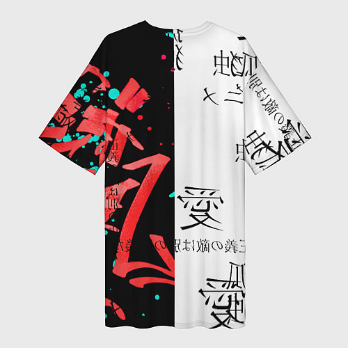 Женская длинная футболка Японские надписи / 3D-принт – фото 2