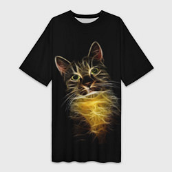 Женская длинная футболка Дымчато-световой кот