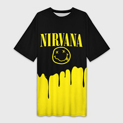 Футболка женская длинная Nirvana, цвет: 3D-принт