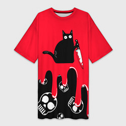 Женская длинная футболка WHAT CAT