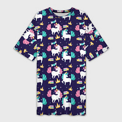 Женская длинная футболка Unicorn pattern