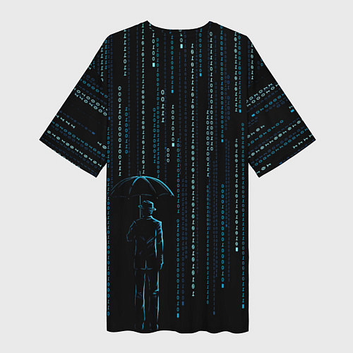 Женская длинная футболка Двоичный дождь, матрица / 3D-принт – фото 2