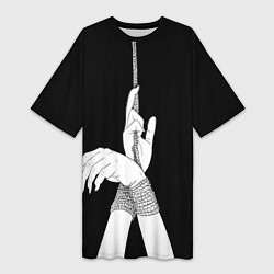 Женская длинная футболка Связанные руки эстетика