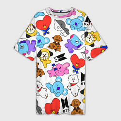 Футболка женская длинная BTS BT21, цвет: 3D-принт