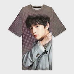 Футболка женская длинная BTS Ким Тэ Хён, цвет: 3D-принт