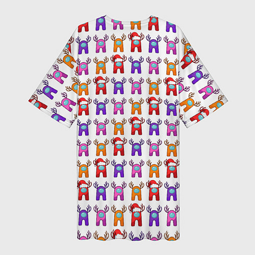 Женская длинная футболка Among Us Новогодние олени / 3D-принт – фото 2