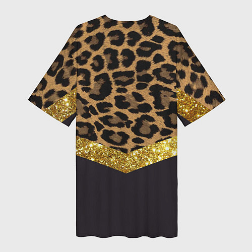 Женская длинная футболка Леопардовый принт / 3D-принт – фото 2