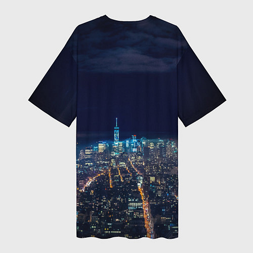 Женская длинная футболка Ночной город / 3D-принт – фото 2