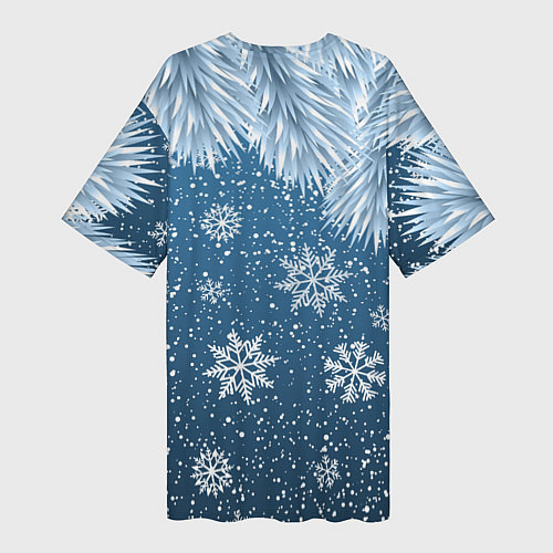 Женская длинная футболка Снежное Настроенние / 3D-принт – фото 2