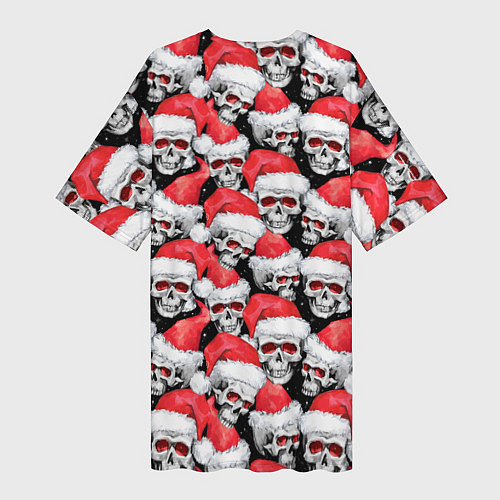 Женская длинная футболка Деды морозы черепа / 3D-принт – фото 2
