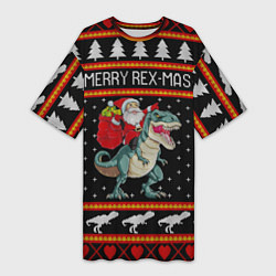 Женская длинная футболка Merry Rex-mas