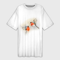 Женская длинная футболка Снегири