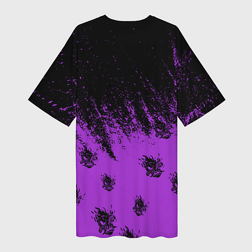 Женская длинная футболка Cyberpunk neon / 3D-принт – фото 2