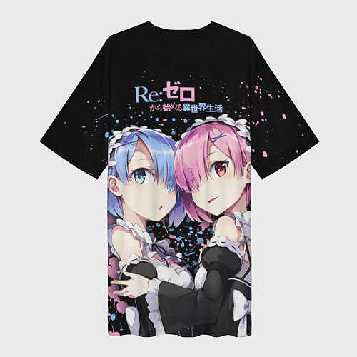 Женская длинная футболка Re:Zero, Рам и Рем / 3D-принт – фото 2