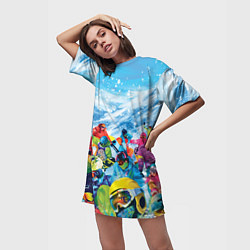 Футболка женская длинная Палитра сноуборд, цвет: 3D-принт — фото 2