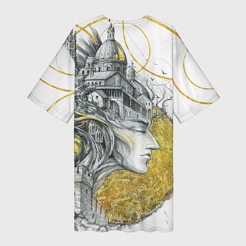 Женская длинная футболка Мечты города / 3D-принт – фото 2