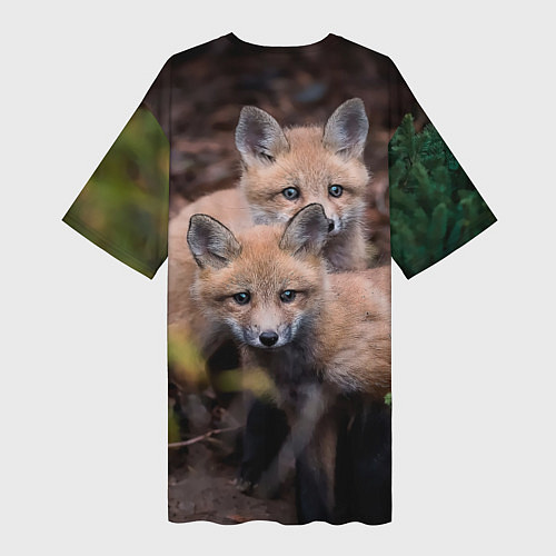 Женская длинная футболка Лисички фото / 3D-принт – фото 2