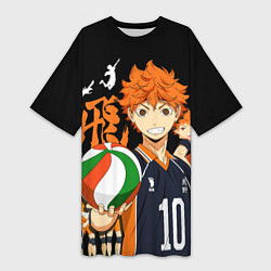 Футболка женская длинная ВОЛЕЙБОЛ!! HAIKYUU!!, цвет: 3D-принт