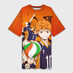 Футболка женская длинная ВОЛЕЙБОЛ!! HAIKYUU!!, цвет: 3D-принт