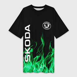 Футболка женская длинная SKODA, цвет: 3D-принт