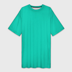 Женская длинная футболка Бискайский зеленый без рисунка
