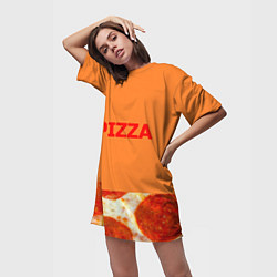 Футболка женская длинная Pizza, цвет: 3D-принт — фото 2