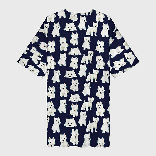 Женская длинная футболка Собаки Пушистики / 3D-принт – фото 2