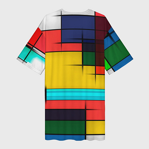 Женская длинная футболка Абстрактные фигуры цвета / 3D-принт – фото 2