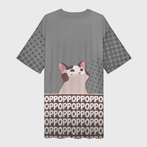Женская длинная футболка Wide-Mouthed Popping Cat / 3D-принт – фото 2
