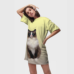 Футболка женская длинная Персидская пушистая кошка, цвет: 3D-принт — фото 2
