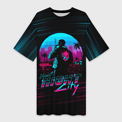 Женская длинная футболка Cyberpunk 2077 NIGHT CITY