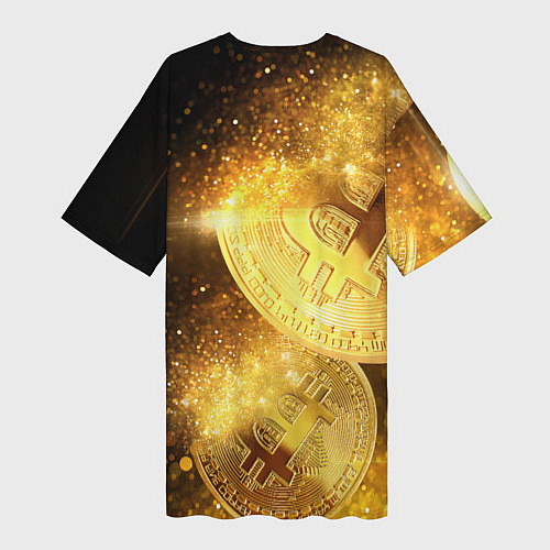 Женская длинная футболка БИТКОИН ЗОЛОТО BITCOIN GOLD / 3D-принт – фото 2