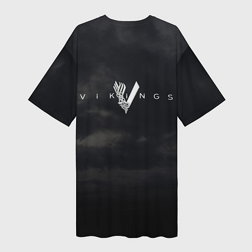 Женская длинная футболка Викинги Vikings спина Z / 3D-принт – фото 2