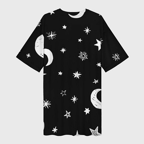 Женская длинная футболка Звездное небо / 3D-принт – фото 2